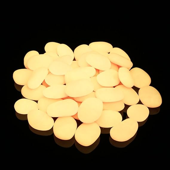 Shiny Stone Glow in the Dark Pebbles, Pink, Big Size 3-4cm, 400g/14.1oz