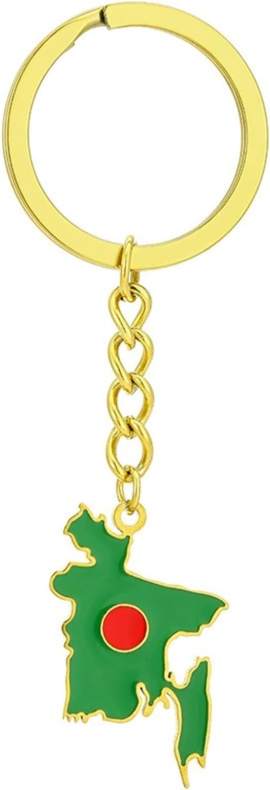 Bangladesh Map and Flag Pendant Keychains Stainless Steel Bangladeshi Keyholder Bengali Jewelry Gift For Women Men