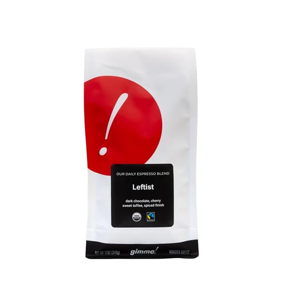 Leftist Espresso Blend - Certified Fairtrade, Organic - Roasted by Gimme! Coffee - Freshly Ground Coffee - 5 Pound Bag