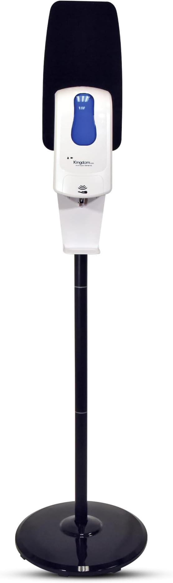 Kingdom Elite Series Automatic Touchless Hand Sanitizer Dispenser with Three Adjustable Dosage Settings Plus a Black Metal and Plastic Stand (Plain/Non-Personalized)