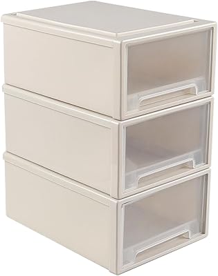 12 Quart Stackable Plastic Drawers, Plastic Compact Stacking Storage Drawer Unit, 3 Packs
