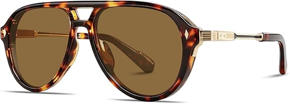 GUVIVI Retro Gold Aviator Sunglasses for Men Women Tangle Free