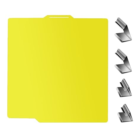JUUPINE Bambu Lab Build Plate TK99, 3D Printer Build Surface Semi-Flexible Sheet for Bambu Lab X1/X1C/X1E/P1P/P1S,257x257x1.5mm Thickness, Double Sided Smooth Surface (Yellow Color)