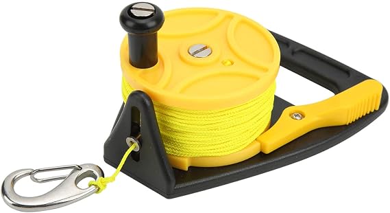 Dive Reel with Thumb Stopper, Diving Reel with 150ft High Visibility Yellow Line, Multi Purpose Dive Reel for Cave and Wreck Exploration/Recreational Diving/Spear Fishing,