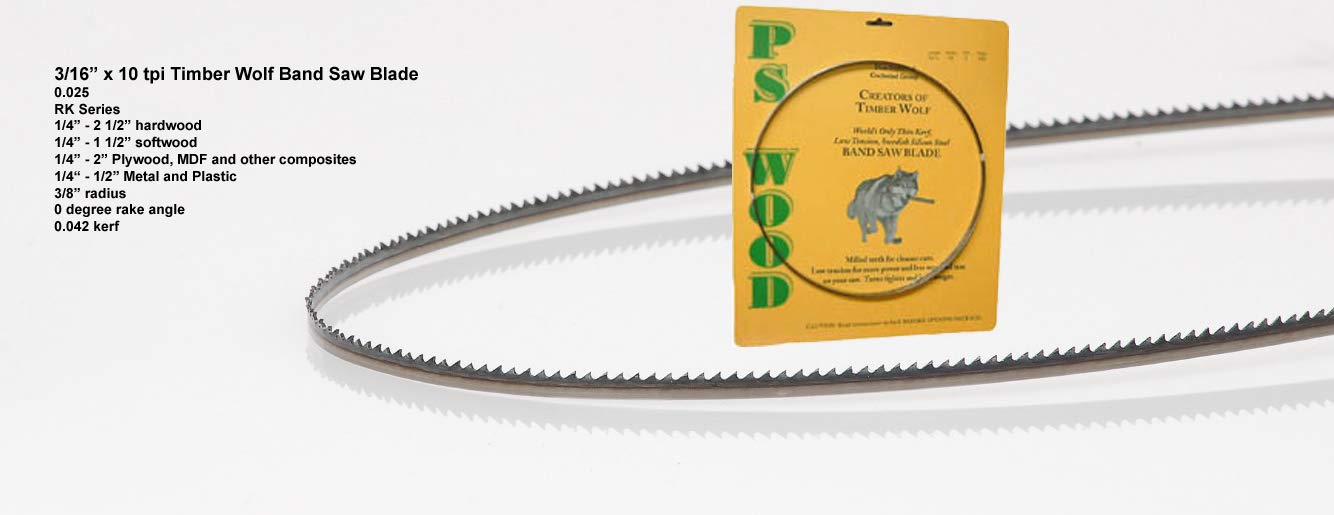 PS Wood Timber Wolf 59 12 x 316 x 10 tpi Band Saw Blade fits Black & Decker BDBS100, Craftsman 9 214130, Delta 9 28-150 & BS100, Skil 10"