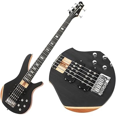 Bullfighter 5-String Electric Bass Guitar, Professional Elm Wood Bass Guitar with Natural Matte Finish, Simple Unpainted Aesthetic DB