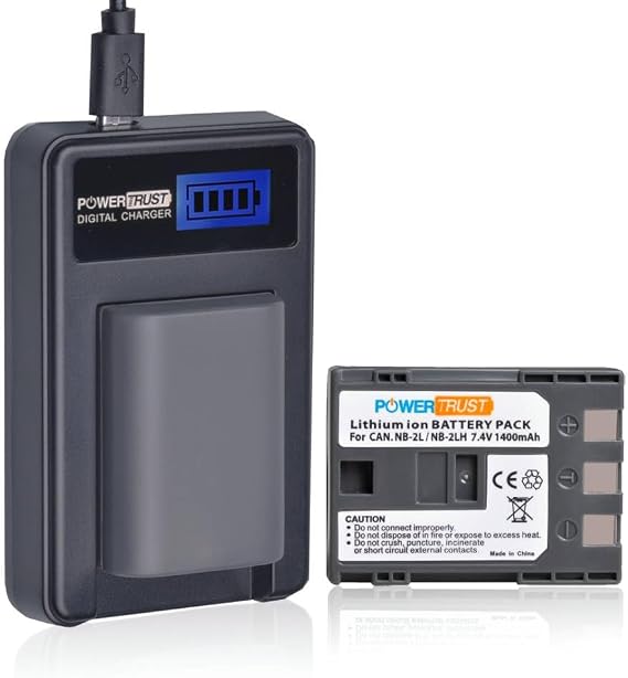 2 Pack NB-2L NB-2LH 1400 mAh Camera Battery and LCD USB Charegr for Canon 350D 400D G7 G9 S30 S40 z1 Kiss N X Rebel XT XTi