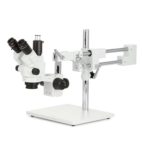 AmScope - 3.5X-45X Simul-Focal Stereo Lockable Zoom Microscope on Dual Arm Boom Stand - SM-4NTPX