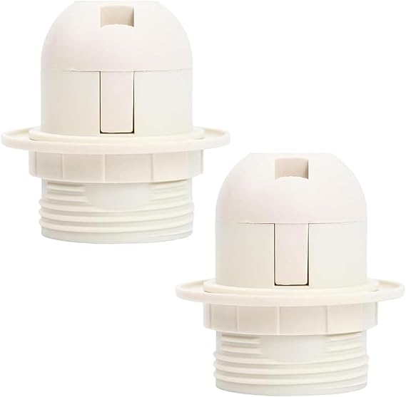 SANTUO 2 Pcs E27 Lamp Holder White Plastic Threaded Light Socket [Energy Class A]