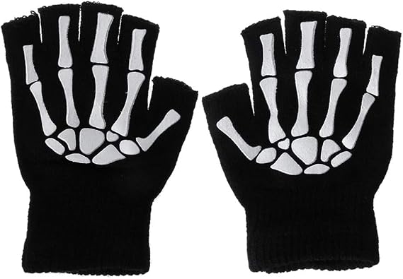 Half Finger Skeleton Cycling Gloves Outdoor Sports Exercise Practical Present for Finger Anti-Freezing Keeping Warm