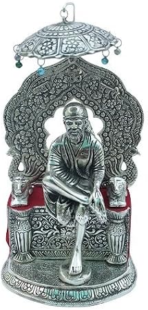 DreamKraft Metal Sai Baba Showpiece, Standard for Home Prosperous - Silver (Set of 1)