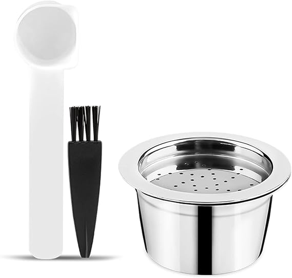 Reusable Pods,Stainless Steel Coffee Capsules Refillable Coffee Capsules with Spoon Brush Replacement for K-FEE Machines