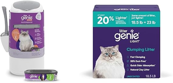 Litter Genie Style Pail Light Clumping Cat Litter 18.5 lbs (Bundle)