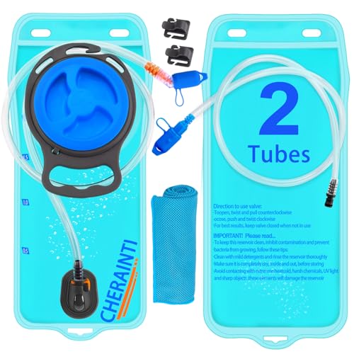 CHERAINTI Hydration Bladder - 2L Water Bladder for Hiking Backpack, Leak Proof Water Reservoir 2 Liter BPA Free Storage Bag Pouch, Hydration Pack Replacement for Outdoor Running Camping Cycling