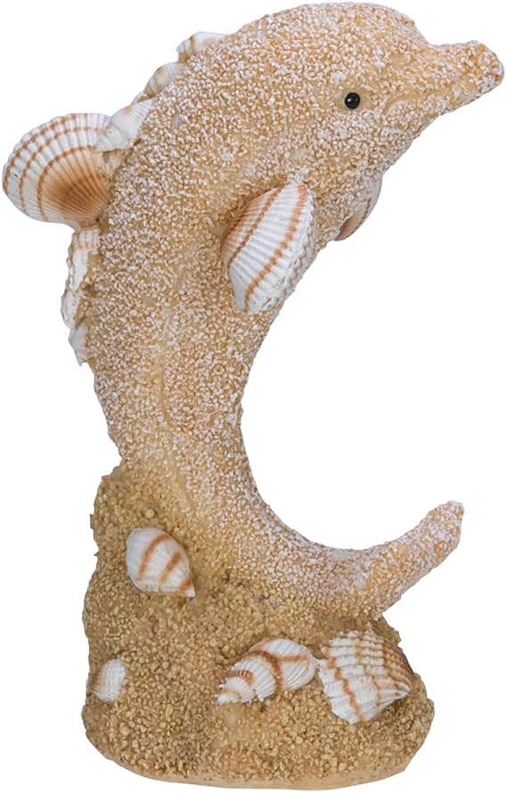 Beachcombers Sand and Shell Dolphin Figure Coastal Beach House Decor Decoration Yellow