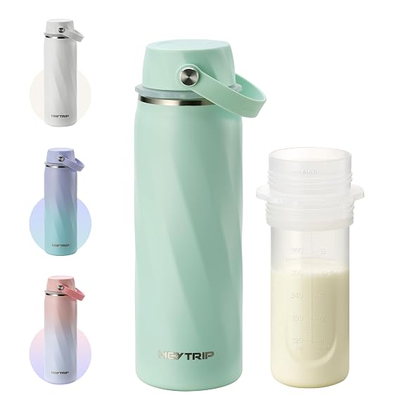 HEYTRIP 20oz Portable Breastmilk Cooler Bottle for Outdoor, Green | All-Day Cooling, On-the-Go, TSA Approved, FSA Eligible, Reusable Breast Milk Storage Bottle for Travel & Work