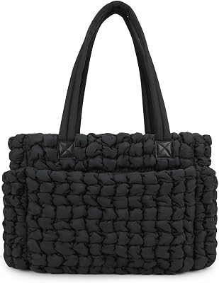 MOMIGO Puffer Tote Diaper Bag for Women, Multifunction Lightweight Fashion Quilted Mommy Tote Bag
