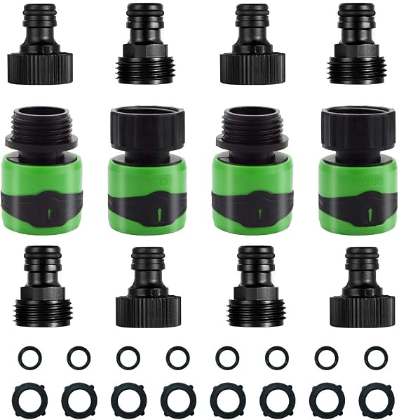 Garden Hose Quick Connect Male and Female- Quick Link and Disconnect- Easy to Opration- Quick Connectors Fitting with Water Stop, 3/4 INCH GHT, 28 in 1