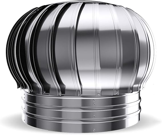 Stainless Steel Rotating Chimney Cowl Cap, Spinner Anti-Downdraught Fits Most Standard Chimney Pots Rotary Turbine Ventilator,200mm