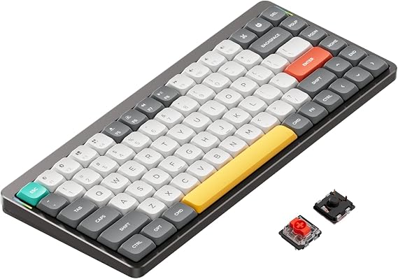nuphy Air75 Mechanical Keyboard, 75% Low Profile Wireless Keyboard, Supports Bluetooth 5.0, 2.4G and Wired Connection, Compatible with Windows and Mac OS Systems-Gateron Red Switch