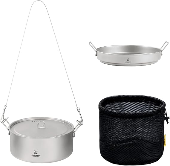 SILVERANT Titanium Large 2-piece Pot & Pan Camping Cookware Set