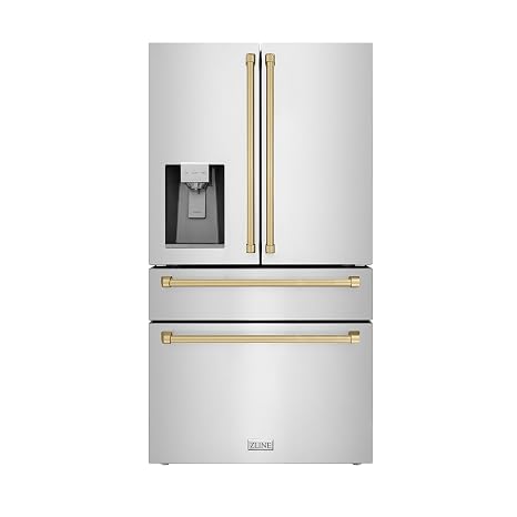 ZLINE Autograph 36 in. Counter-Depth Refrigerator with Bronze Traditional Handles (RFMZ-W-36-CB)