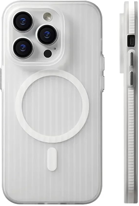 Coverzone iPhone 14 Pro ile uyumlu Kılıf Kamera Koruma Çıkıntılı Magsafe ile uyumlu Şeffaf Transparan Tırtıklı Kenar Geometrik Summer iPhone 14 Pro ile uyumlu Kılıf (White, iPhone 14 Pro Max)