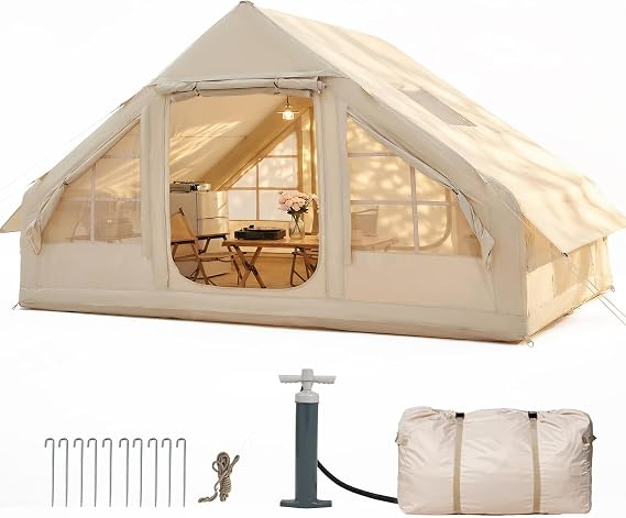 Aoxun Inflatable Tent 2/4/6/8 Person, Air Tent with Manual Hand Pump