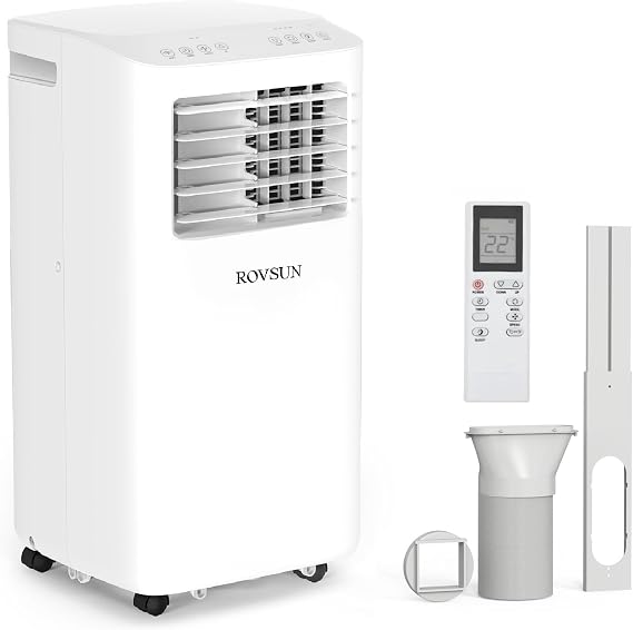 ROVSUN 10000 BTU Portable Air Conditioner & Heater Combo with Remote Control, 4-in-1 Room AC Unit with Heat, Fan & Dehumidifier, Digital Display, Timer & Installation Kit for Home Office Dorm