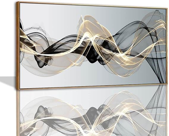 Abstract Wall Art for Living Room Black and Gold Bedroom Wall Decor Above Bed Modern Large Size Wooden Framed Artwork for Home Walls Abstract Pictures for Kitchen Bedroom Home Office 30x60inch