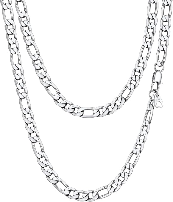 PROSTEEL Stainless Steel Figaro Link Chain Necklace for Men Women