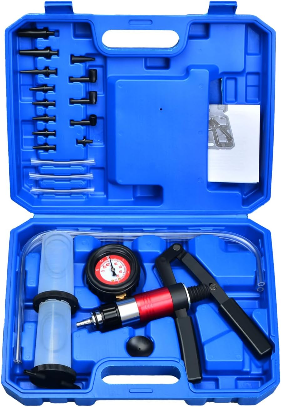 2 in 1 Hand Held Vacuum Pressure Pump Tester Brake Bleeding Kit Brake Clutch Fluid Bleeder Tool kit for Cars Motorcycles