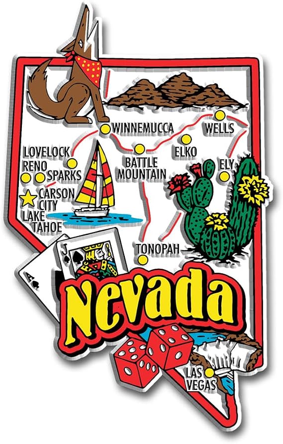 Nevada Jumbo State Magnet by Classic Magnets, 2.7" x 4.3", Collectible 3D Rubber Vintage-Style Souvenirs and Gifts Made in the USA