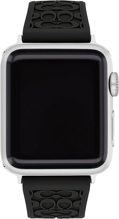 Coach 14700052 Women's Apple Watch Band, Black Rubber Strap