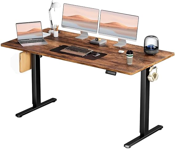 Electric Standing Desk,63 X 24 Inches with Adjustable Desktop Height,Standing Upright Office Desk with 6 Button Controller for Office Desks&workstations (Brown)