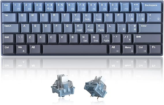MageGee MK-STAR61 60% Mechanical Keyboard UK Layout, Hot-Swappable RGB Compact Wired Gaming Keyboard with 5-Sided Dyed Keycaps, Pre-Lubed Switches, EVA Silencer Foam, NKRO for Mac/Win (Gradient Blue)