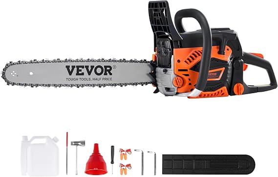 VEVOR Gas Chainsaw, 52CC 18" 2.55HP, Gasoline Powered Chain Saw, Handheld Cordless Petrol Chainsaws for Tree Wood Branch Cutting, Tree Trimming, Land Clearing, Farm Garden Ranch Forest Cutting Use