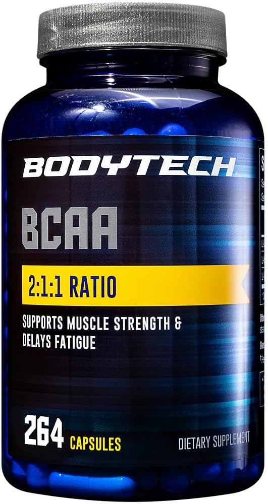 BodyTech BCAA a 2:1:1 Ratio a Supports Muscle Strength & Delays Fatigue (264 Capsules)