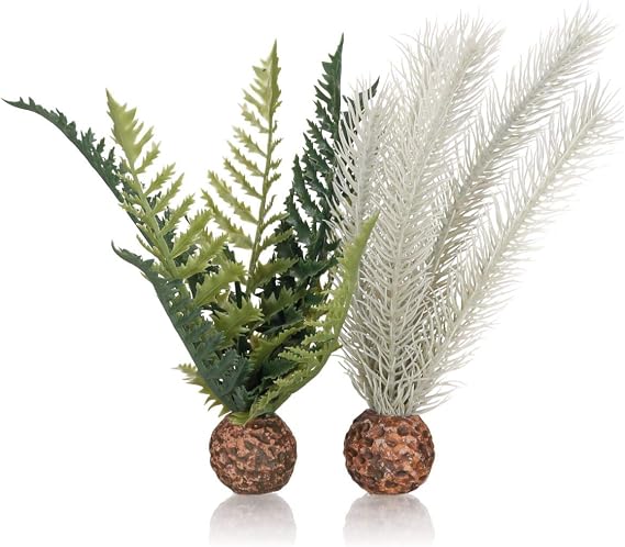 biOrb Small Thistle Fern Plant Set, Colorful and Durable Aquarium Decorations, Gray and Green