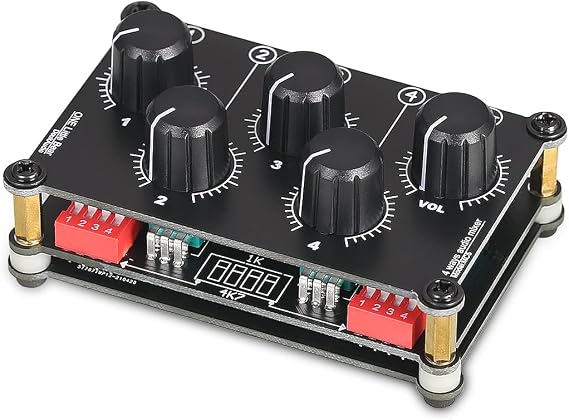 Little Bear MC5 Mini Portable Stereo 4 Channel Audio Mixer Passive Live Studio Console Recording Low Noise (No Power Needed)