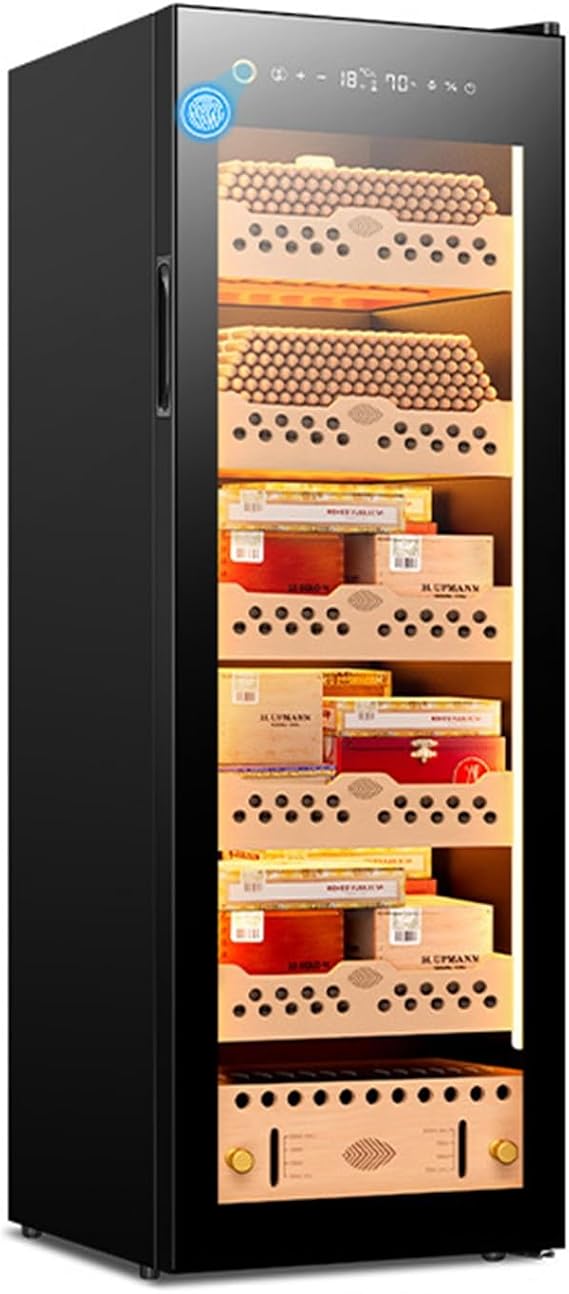 Electric Cigar Humidor 138L with Cooling & Heating Humidity Control Quiet Electric Humidor for 1000 Cigars Cabinet Humidor with Spanish Cedar Wood Drawers for Men