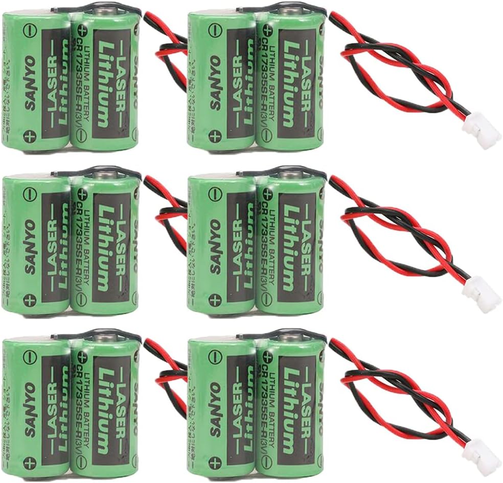 DSONE 6-Pack 6V 1650mAh 2CR17335A Li-Battery for Sanyo MR-BAT6V1 WK17 MR-J4 6 Battery Pack with Plug