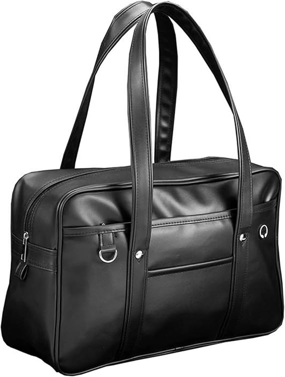 Japanese School Bag Large Capacity PU Leather Japanese Bag with Multi-pocket Zipper School Handbag with Headphone Cable Hole Portable Shoulder Bag Kawaii Handbag Bag for Girls,Top-Handle Bags