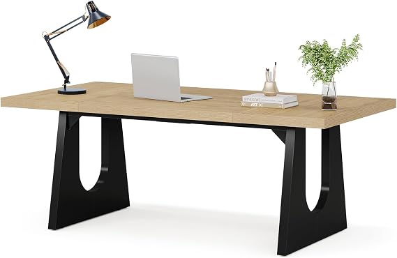 Tribesigns 70.86" Large Computer Desk for Home Office (Oak and Black)