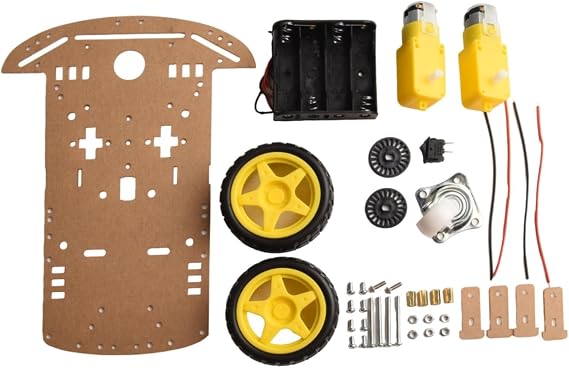 Smart Robot Car Chassis Kit, with Two DC Reduction Motors, for Encoder and for Battery Box for Teens DIY, for Beginners to Learn Programming
