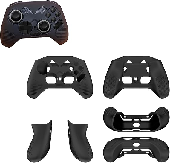 Silicone Controller Skin for FLYDIGI Vader 4 Pro Controller Cover Anti-Slip Anti Collision Anti Drop Dustproof Washable Soft Case (Black)