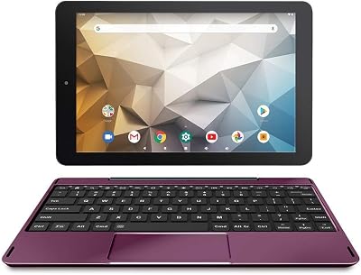 RCA Newest Best Performance Tablet Quad-Core 2GB RAM 32GB Storage IPS HD Touchscreen WiFi Bluetooth with Detachable Keyboard Android 9 Pie 10, Burgundy