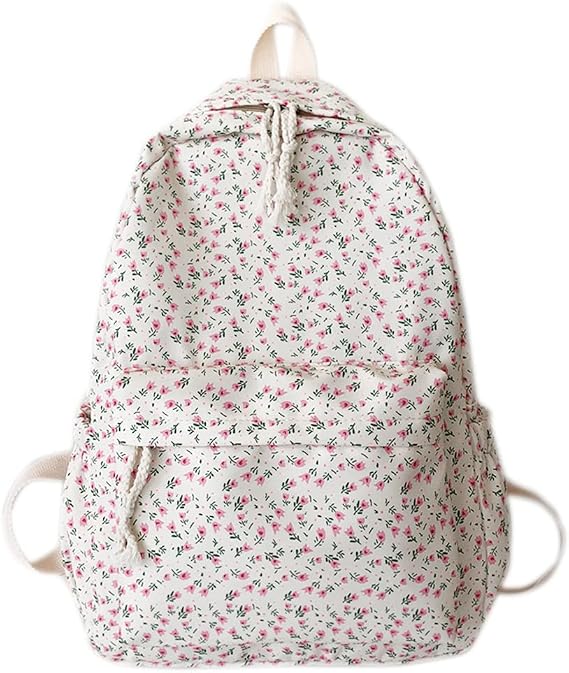 DKIIL NOIYB Floral Backpack School Kawaii Backpack For Girls, Casual Daypack Ladies Backpacks Rucksack Handbags Coquette Canvas Backpack For School Travel Vacation Shopping