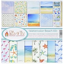 Reminisce EAV-803 Watercolor Beach Scrapbook Collection Kit, 10 Piece Set