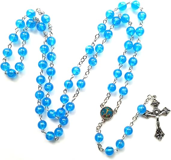 COOLHOOD Catholic Rosary Glow in the Dark Rosary Beads Religious Luminous Necklace Jesus Christ Cross Pendant Necklace Prayer Beads Jewelry